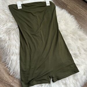 Olive green strapless romper